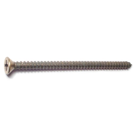 Midwest Fastener Wood Screw, #9, 3 in, Plain Brass Flat Head Phillips Drive, 8 PK 69898